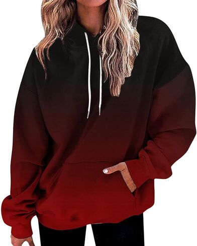 Womens Hoodies Tie Dye Oversized Sweatshirt Plus Size Loose Fit Cute Hoodie Drawstring Fall Pullover with Pocket in Kuwait