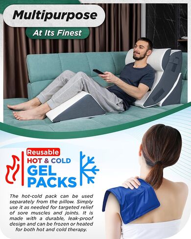 Lunix LX5 4-Piece Support for Shoulder & Upper Body Rest, Orthopedic Bed Wedge Pillow Set, Elevated Memory Foam for Post-Op Recovery & Sleep Comfort, Arctic Navy in Kuwait