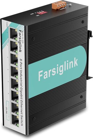 8 منافذ جيجابت صناعية DIN-Rail محول شبكة صغير، التوصيل والتشغيل | 2 منفذ جيجابت للوصلة الصاعدة، سعة تحويل 16 جيجابت في الثانية، محول إيثرنت بتصنيف IP40 (-40 إلى 176 درجة فهرنهايت)، تشغيل/إيقاف منع عاصفة البث in Kuwait