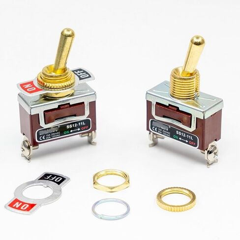 SS12-11L Brass Toggle Switch Self-Locking Type 2 Gears 2 Pins 1NO Toggle Switch Desk Lamp Tube Accessories 125V 20A/250V 15A in Kuwait