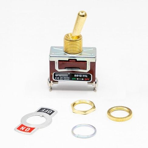 SS12-11L Brass Toggle Switch Self-Locking Type 2 Gears 2 Pins 1NO Toggle Switch Desk Lamp Tube Accessories 125V 20A/250V 15A in Kuwait