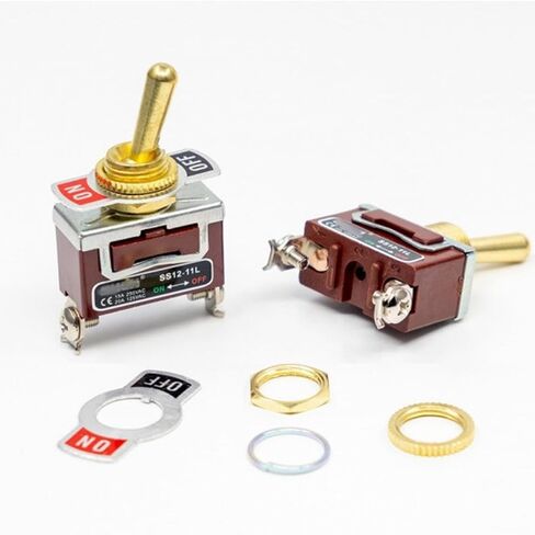 SS12-11L Brass Toggle Switch Self-Locking Type 2 Gears 2 Pins 1NO Toggle Switch Desk Lamp Tube Accessories 125V 20A/250V 15A in Kuwait
