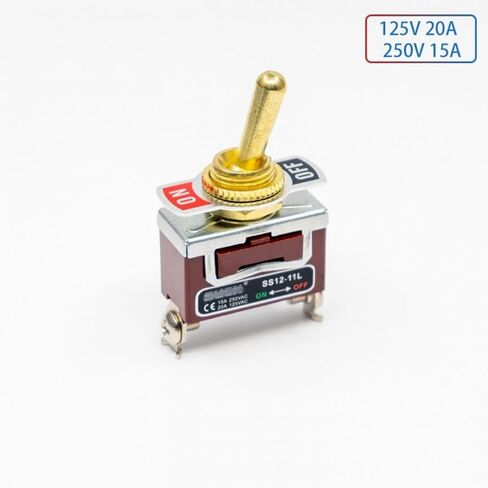SS12-11L Brass Toggle Switch Self-Locking Type 2 Gears 2 Pins 1NO Toggle Switch Desk Lamp Tube Accessories 125V 20A/250V 15A in Kuwait