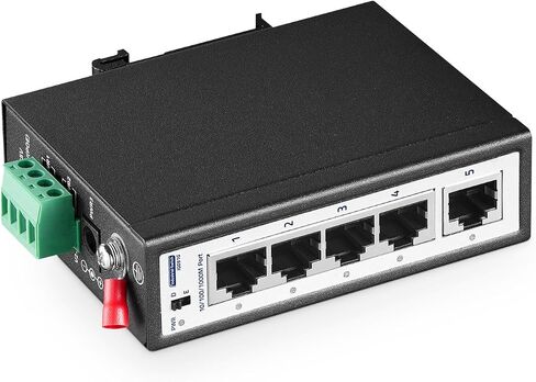 5 منافذ Mini Gigabit Industrial DIN-Rail Switch، 4 x 100/1000Mbps Ports، 1 Gigabit Uplink، Din Rail & Wall Mount متضمن، IP30 غير مُدار (-40 ~ 185 درجة فهرنهايت) محول إيثرنت صناعي YuLinca مقوى in Kuwait