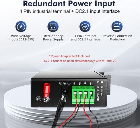 5 منافذ Mini Gigabit Industrial DIN-Rail Switch، 4 x 100/1000Mbps Ports، 1 Gigabit Uplink، Din Rail & Wall Mount متضمن، IP30 غير مُدار (-40 ~ 185 درجة فهرنهايت) محول إيثرنت صناعي YuLinca مقوى in Kuwait