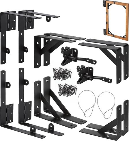 2 Sets Anti Sag Gate Kit Gate Hardware Heavy Duty Fence Gate Kit No Sag Corner Brace Bracket for Wooden Fence with Self-Locking Gate Latch in Kuwait