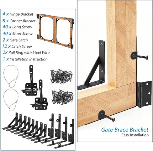 2 Sets Anti Sag Gate Kit Gate Hardware Heavy Duty Fence Gate Kit No Sag Corner Brace Bracket for Wooden Fence with Self-Locking Gate Latch in Kuwait