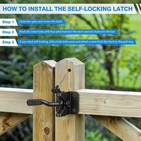 2 Sets Anti Sag Gate Kit Gate Hardware Heavy Duty Fence Gate Kit No Sag Corner Brace Bracket for Wooden Fence with Self-Locking Gate Latch in Kuwait
