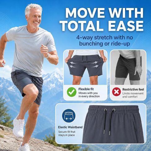 Ultra-Breathable Ice Silk Stretch Shorts for Men | Ice Silk Material, Stretch Fit, Ultra-Breathable, Mens Shorts in Kuwait