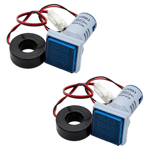 2 قطعة لوحة عرض LED الفولتميتر الرقمي مقياس التيار الكهربائي شاشة مزدوجة 22 مم لوحة مربعة تيار متردد 60-500 فولت 0-100 أمبير للمعدات الصناعية ونظام الطاقة (أزرق) in Kuwait