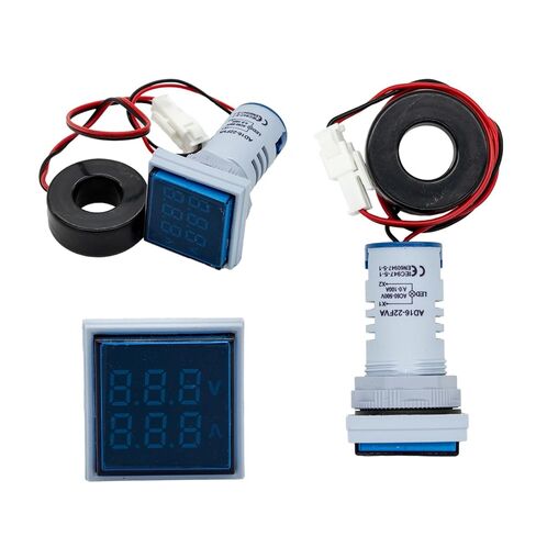2 قطعة لوحة عرض LED الفولتميتر الرقمي مقياس التيار الكهربائي شاشة مزدوجة 22 مم لوحة مربعة تيار متردد 60-500 فولت 0-100 أمبير للمعدات الصناعية ونظام الطاقة (أزرق) in Kuwait