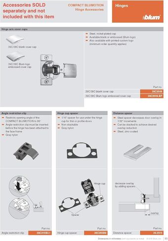 مفصل Blum 39C355B.25 Compact BLUMOTION 39C، إغلاق ناعم، 110 درجة، طبقة 1-9/16 (2) in Kuwait