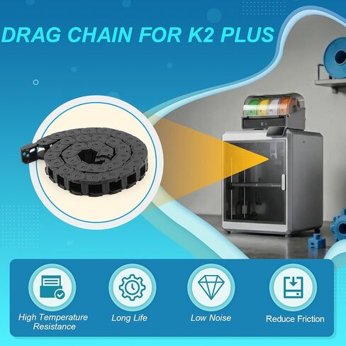 سلسلة سحب لطابعة K2 Plus ثلاثية الأبعاد سلسلة سحب كابل مفتوح لـ K2 Plus سلسلة سحب مفتوحة استبدال كابل من نوع الجسر باللون الأسود in Kuwait