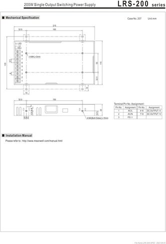 LRS-200-48 211.2W Single Output Switching Power Supply LRS-200 48V 4.4A in Kuwait