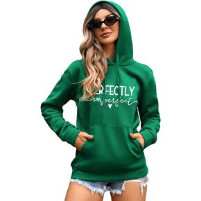 SweatyRocks Women's Cute Heart and Slogan Graphic Print Drawstring Hoodie Pullover Sweatshirt with Pocket