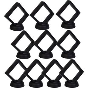 Bleiou 10 Pack 3D Floating Display Frame Stand Holder Coin Chip Jewelry Pin Display Stand Box (Black, 2.75 x 2.75 x 0.75 inch)