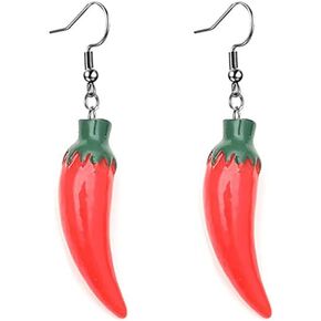 Hot Red Chili Pepper Earrings for Women Girls Cut Fun Lifelike Stacking Vegetable Food Funny Dangle Errings Cute Creative Jewelry