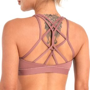coastal rose Women's Strappy Sports Bra High Support Medium Impact Yoga Tops