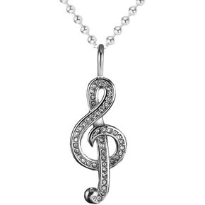 Men's Stainless Steel Hip Hop Musical Note Charm Pendant Necklace Gift for Music Lovers