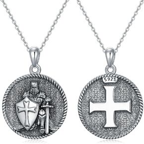 PROESS St Benedict/Crucifix/Satanic/Saint Anthony/Christopher/Michael/Lilith/Santa Muerte Necklace 925 Sterling Silver Amulet Medal Jewelry Amulet Christmas Gifts for Women Men