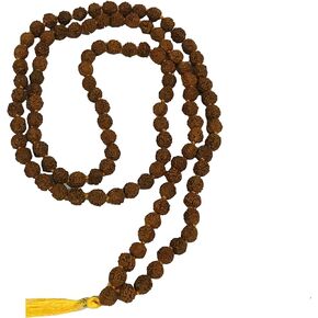 Rudraksh Mala Himalayan Rudraksha Religious for Wearing and Japa Mala 8 MM 5 Mukhi Mala, 108 Beads Mala Rosary Garland Hand Knotted mala for Healing and Meditation Prayer Jaap Wrist Mala