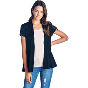 Women Short Sleeve Extra Soft Viscose Made from Bamboo Casual Open Front Flowy Lightweight Cardigan