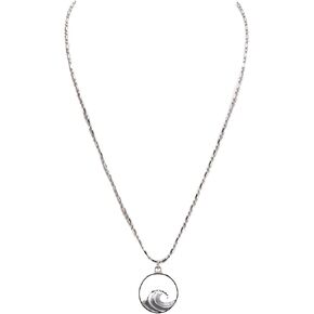 BlueRica Wave Pendant on Stainless Steel Chain Necklace (16")