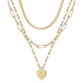 AIBEIOU Necklaces for Women Jewelry for Women Gold Necklace for Women 3Pcs Chain Initial Necklaces Diamond Necklaces for Women Heart Necklace