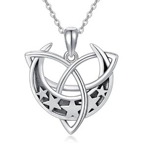 JUSTKIDSTOY 925 Sterling Silver Pentagram Witches Knot Pendant Necklace Witch Jewelry Gift for Women