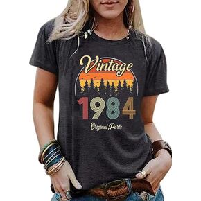 Vintage 1984 Shirt for Women 40th Birthday T-Shirt 1984 Birthday Gifts Idea Shirts Retro Birthday Party Tee Tops