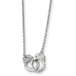 Sonia Jewels 925 Sterling Silver Handcuff Pendant Necklace Charm Chain - with Secure Lobster Lock Clasp