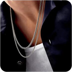 Cuban Link Chain For Men Stainless Steel Chain Necklace for Teen Boy Stainless Silver Rolo Cable Chain Necklaces Women Rope Chain Links Jewelry Unique Gifts for Birthday Valentine's Day