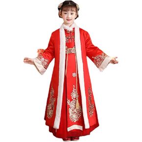Girls' Hanfu,Children's Thickened Tang Suit With Cloak,Chinese Style New Year's Clothing