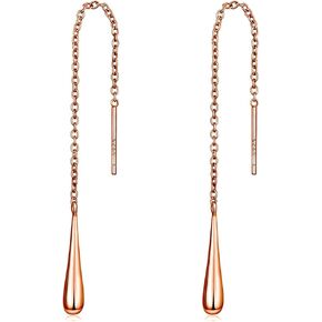 Savlano Teardrop 925 Sterling Silver 18k Gold Plated Long Chain Threader Dangle Drop Earrings For Women and Teens Comes In White Gold, Yellow Gold, & Rose Gold Colors Comes With Savlano Gift Box