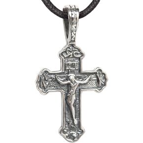 925 Sterling Silver Small Orthodox Cross Necklace for Men Women - Dainty Jesus Christ Crucifix Pendant - Christian Religious Jewelry Gifts for Girls Boys - Handmade