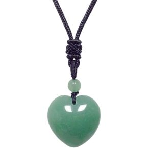 EDEN'S CALL Handcarved Crystal Stone Heart Pendant Necklace for Women Love Healing Quartz Pendant with Adjustable Cord