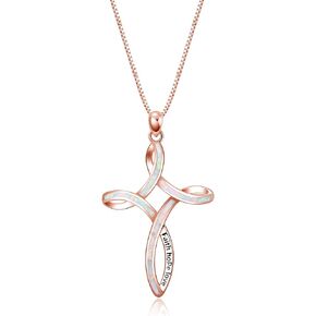 WINNICACA Celtic Cross Necklace Sterling Silver Opal Cross Necklaces October Birthstones Luck Irish Faith Hope Love Necklace Celtic Jewelry for Women Teen Girls Daughter Birthday Graduation Gifts