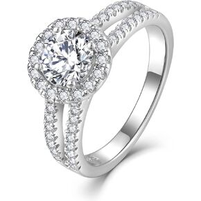 Wedding Rings for Women, Sterling Silver Round Shaped Rings Engagement Cubic Zirconia Rings for Jewelry Gifts