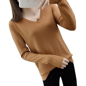 ALWAYS Women's Lightweight Sweaters - Long Sleeve Basic Casual Knit Fashion Sweater