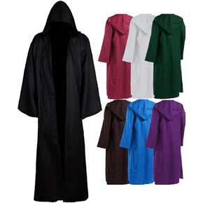 Adult Men Robe Costume Knight Hooded Cloak Anakin Skywalker Cosplay Cape Halloween Outfit