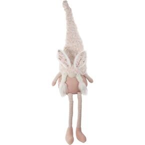 Northlight 32" White and Pink Sitting Easter Gnome with Bunny Ears and Dangling Legs in Kuwait