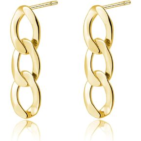 SLUYNZ 925 Sterling Silver Link Studs Earrings for Women Teen Girls Minimalist Studs Earrings Chain Link Studs