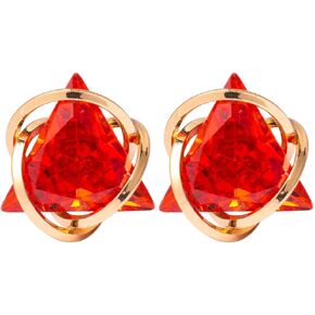 Colored Triangle Cubic Zirconia Geometric Angular Circle Gold Stud Earrings for Women