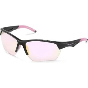 Skechers Women's SE6227 Shield Sunglasses, Shiny Black/Bordeaux Mirror, 66/17/130