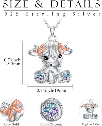 SOESON Highland Cow Necklace for Women,Sterling Silve Cow Necklace Highland Cow Pendant Scottish Cow Necklace for Girls Jewelry Easter Wedding Graduation Gift in Saudi Arabia