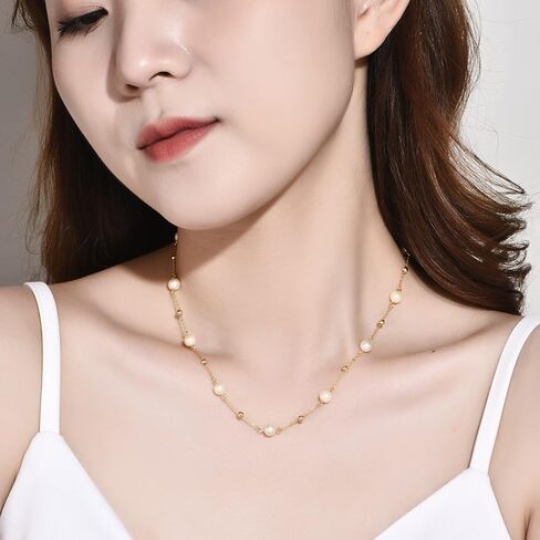 قلادة شوكر من اللؤلؤ من فنيبيرد بتصميم بسيط عتيق من لؤلؤ مياه البحر، هدايا مجوهرات يومية للنساء والفتيات in Kuwait