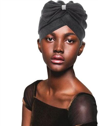 عمامة مرصعة باحجار الراين الذهبية مربوطة مسبقا للنساء من ييلهيل، 2 قطعة in Kuwait