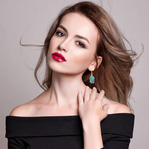 8 Pairs Handmade Crystal Drop Earrings for Women Natural Raw Amethyst Dangling Earrings Healing Crystals Earrings Sets in Saudi Arabia
