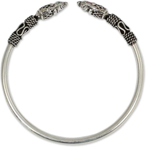 NOVICA .925 Sterling Silver Animal Cuff Bracelet 'Proud Elephant' in Saudi Arabia