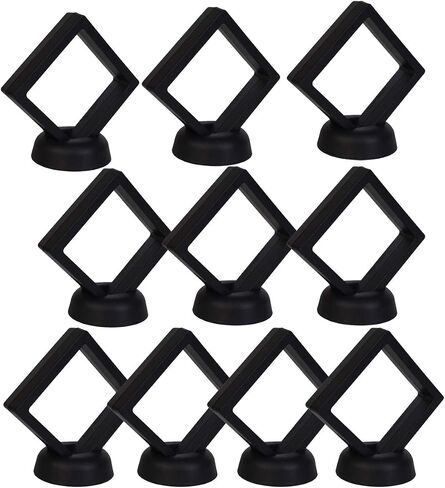 Bleiou 10 Pack 3D Floating Display Frame Stand Holder Coin Chip Jewelry Pin Display Stand Box (Black, 2.75 x 2.75 x 0.75 inch) in Saudi Arabia
